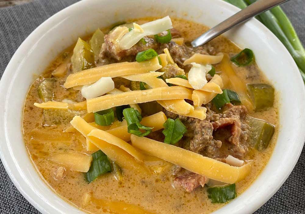 Cheeseburger Bacon Soup in Cream Sauce (Low Carb) Recipe from Oregon Valley Farm